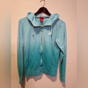 Nike Ombre Teal Zip-Up Hoodie Sz M